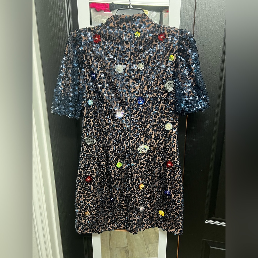 Queen of sparkles, Floral Sequin dress in Navy Floral